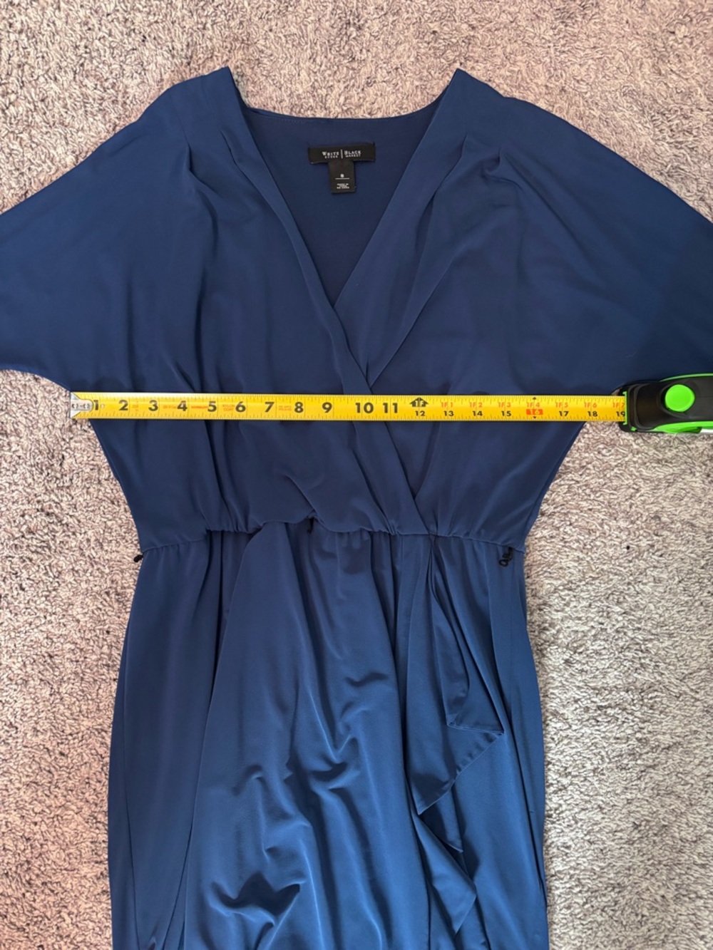 WHBM Blue Wrap Dress Size 8 Faux Wrap Ruffle Sleeve Career Size 8 - Picture 11 of 17